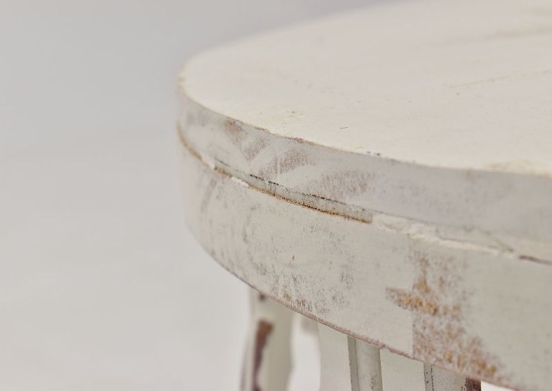 Off White Brocade End Table by Vintage Furniture, Showing the Table Edge Close Up | Home Furniture Plus Bedding
