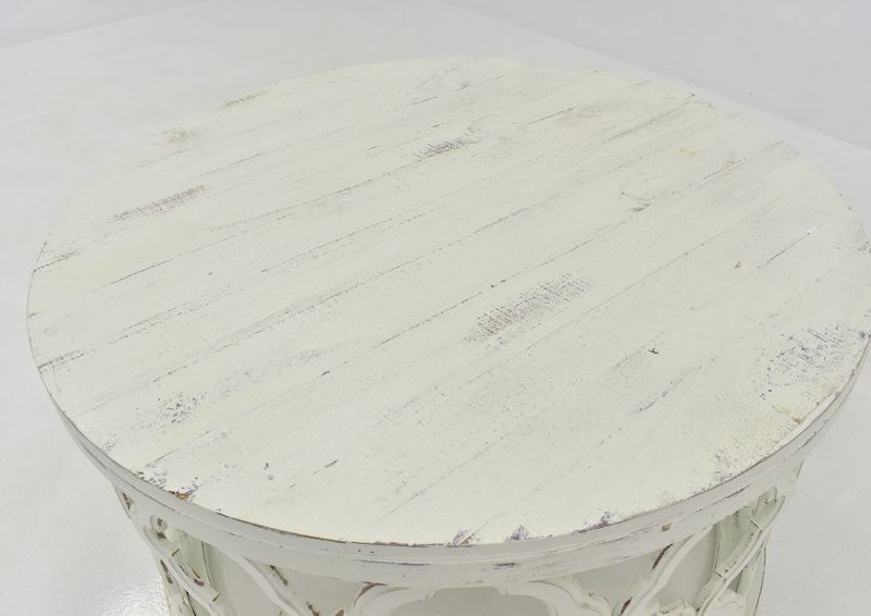 Off White Brocade Coffee Table by Vintage Furniture, Showing the Top | Home Furniture Plus Bedding
