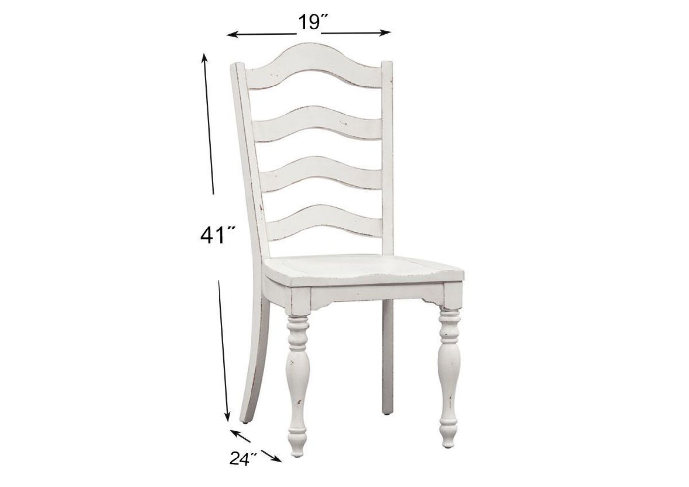 Antique White Magnolia Manor 7 Piece Dining Table Set by Liberty Furnishings, Showing the Side Chair Dimensions | Home Furniture Plus Bedding