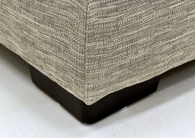 Close Up View Lower Corner with View of Block Style Foot on the Barton Large Ottoman - Gray | Home Furniture Plus Bedding