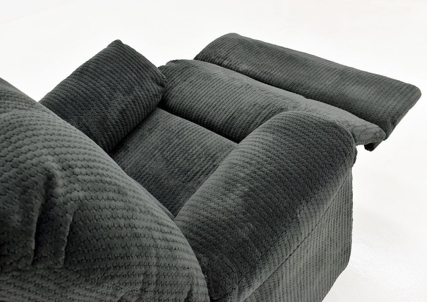 Slate Gray Feel Good Rocker Recliner by Behold Showing the Open Chaise View, Made in the USA | Home Furniture Plus Bedding