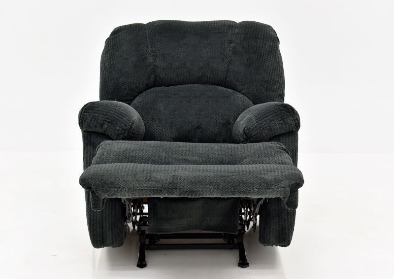 Slate Gray Feel Good Rocker Recliner by Behold Showing the Front View With the Chaise Open, Made in the USA | Home Furniture Plus Bedding