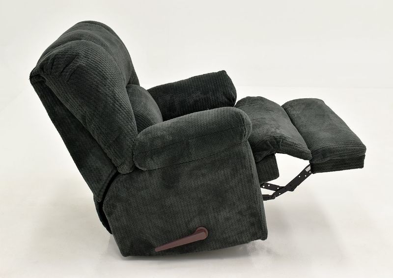 Slate Gray Feel Good Rocker Recliner by Behold Showing the Side View With the Chaise Open, Made in the USA | Home Furniture Plus Bedding