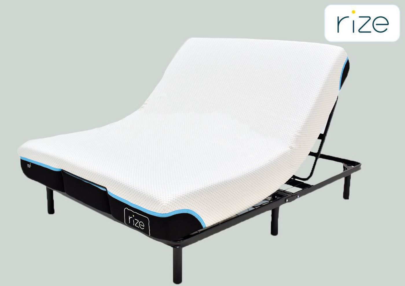 Copper Breeze King Size Mattress with FREE Adjustable Base by Rize, Showing the Angle View With The Head Up | Home Furniture Plus Bedding