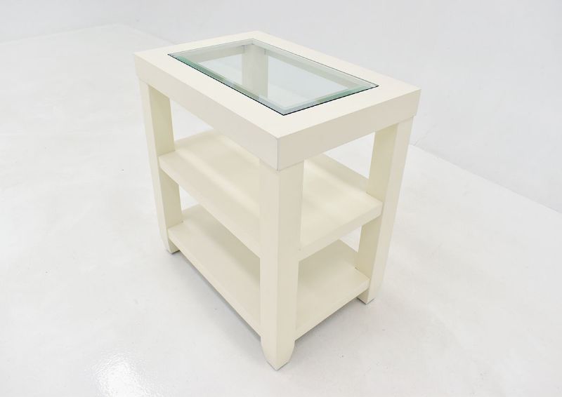 Crisp White Urban Chairside Table by Jofran Showing the Angle View | Home Furniture Plus Bedding