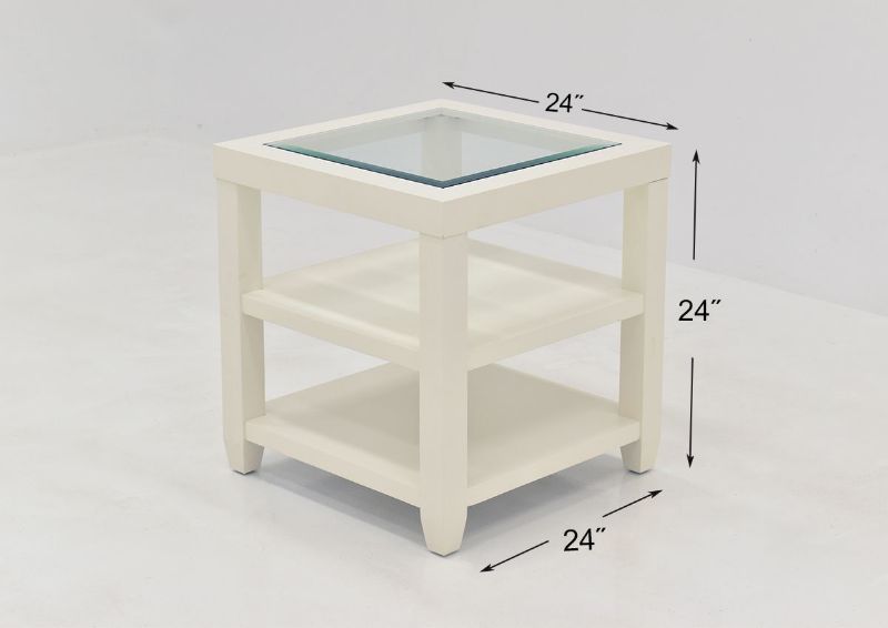 Crisp White Urban End Table by Jofran Showing the Dimensions | Home Furniture Plus Bedding