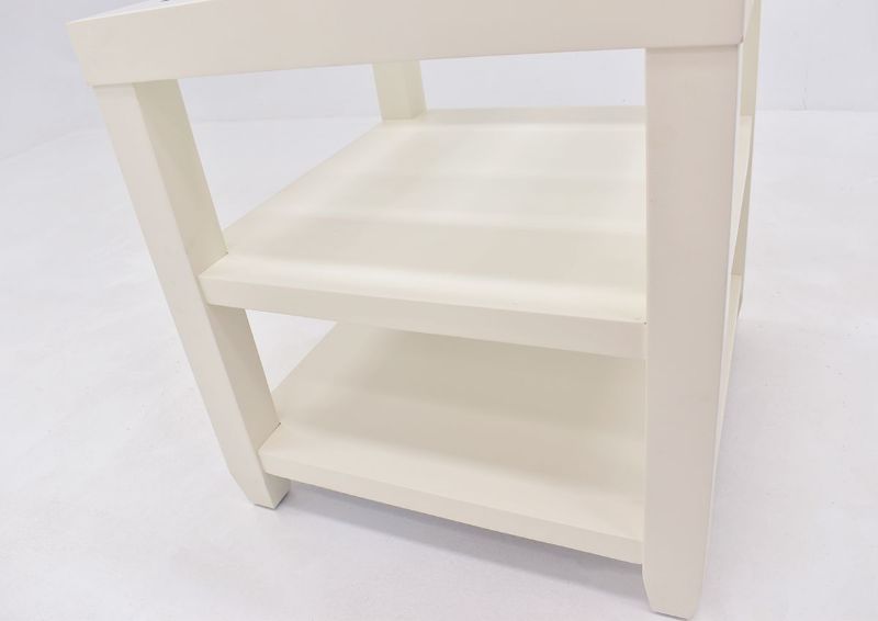 Crisp White Urban End Table by Jofran Showing the Two Lower Shelves | Home Furniture Plus Bedding