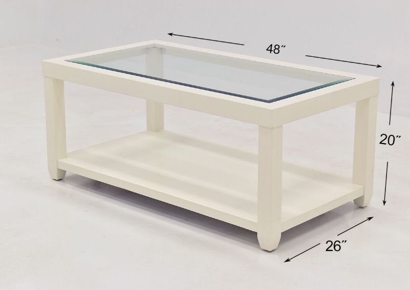 Crisp White Urban Coffee Table by Jofran Showing the Dimensions | Home Furniture Plus Bedding
