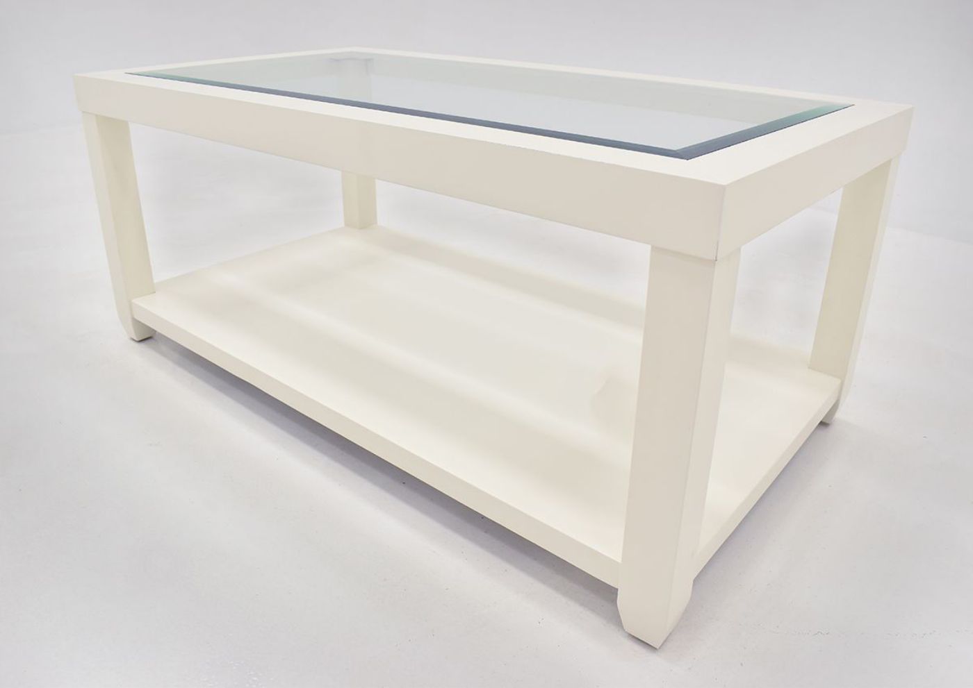 Crisp White Urban Coffee Table by Jofran Showing the Angle View | Home Furniture Plus Bedding