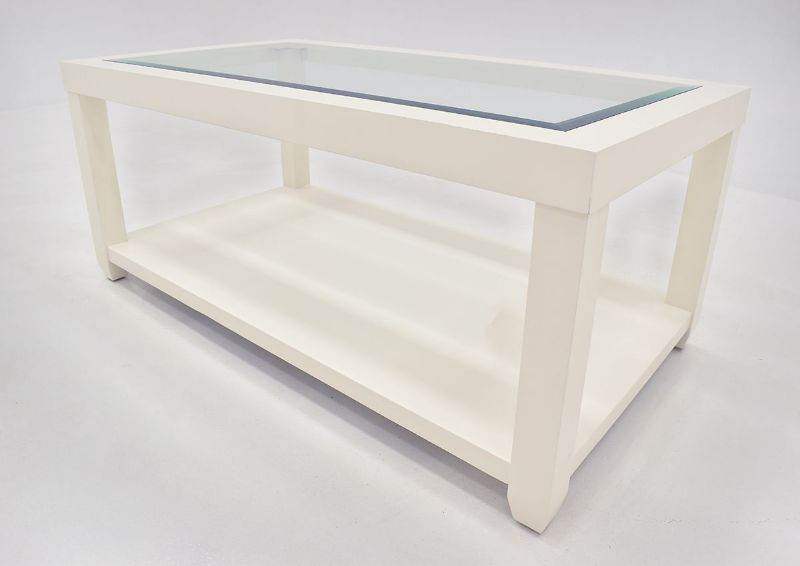 Crisp White Urban Coffee Table by Jofran Showing the Angle View | Home Furniture Plus Bedding