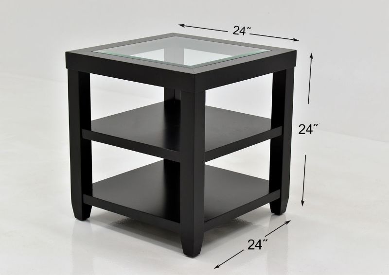 Black Urban End Table by Jofran Showing the Dimensions | Home Furniture Plus Bedding