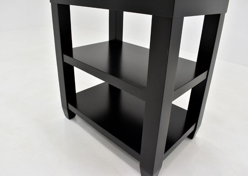 Black Urban Chairside Table by Jofran Showing the Two Lower Shelves | Home Furniture Plus Bedding
