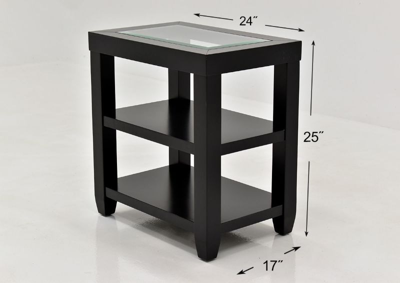 Black Urban Chairside Table by Jofran Showing the Dimensions | Home Furniture Plus Bedding