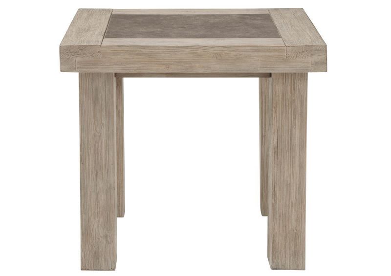 Hennington End Table with Light Brown Finish and Darker Brown Inset on Tabletop | Home Furniture Plus Bedding