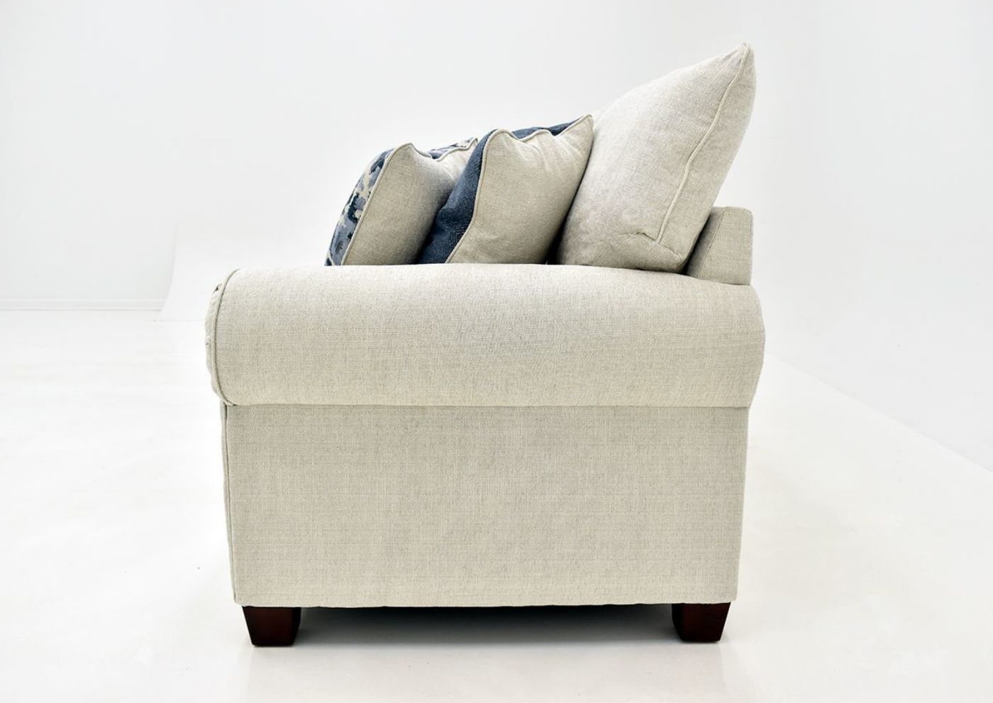 Off White Dante Flax Sofa by Albany Showing the Side View, Made in the USA | Home Furniture Plus Bedding