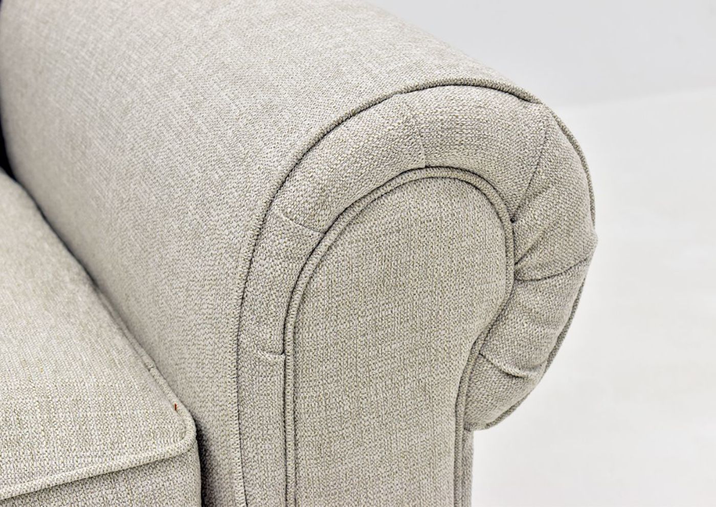 Off White Dante Flax Sofa by Albany Showing the Rolled Arm Detail, Made in the USA | Home Furniture Plus Bedding