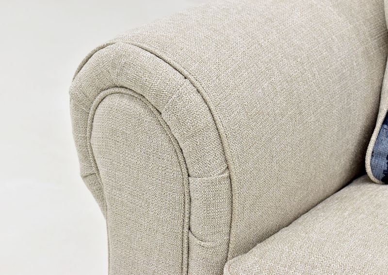 Off White Dante Flax Chair by Albany, Showing the Rolled Arm Detail, Made in the USA | Home Furniture Plus Bedding