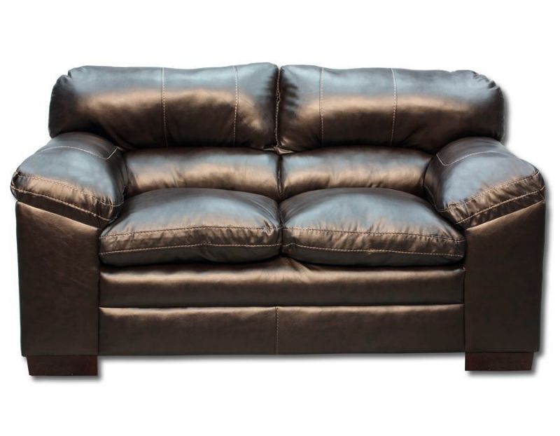 Front Facing View of  Dark Brown Bingham Loveseat by Simmons Upholstery | Home Furniture + Mattress
