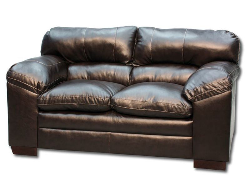 Slightly Angled View of  Dark Brown Bingham Loveseat by Simmons Upholstery | Home Furniture + Mattress