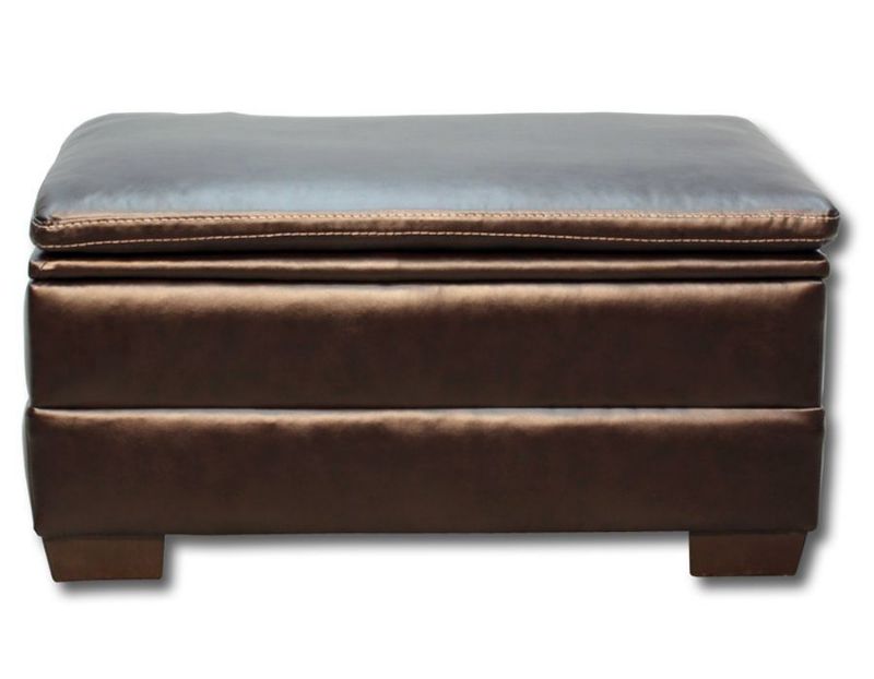 Dark Brown Bingham Storage Ottoman by Simmons Upholstery, Front Facing | Home Furniture Plus Mattress