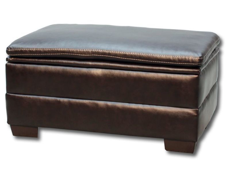 Dark Brown Bingham Storage Ottoman by Simmons Upholstery at an Angle | Home Furniture Plus Mattress