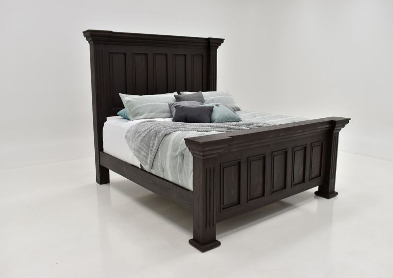 Dark Brown Chalet Queen Size Panel Bed by Vintage Furniture Showing the Headboard and Footboard Showing the Angle View | Home Furniture Plus Bedding