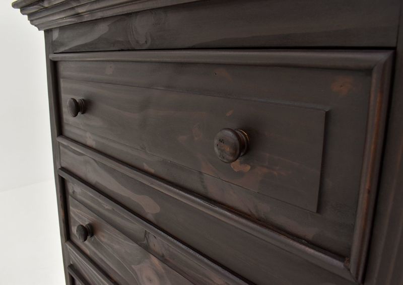 Dark Brown Chalet Chest of Drawers by Vintage Showing the Drawer Front Detail | Home Furniture Plus Bedding