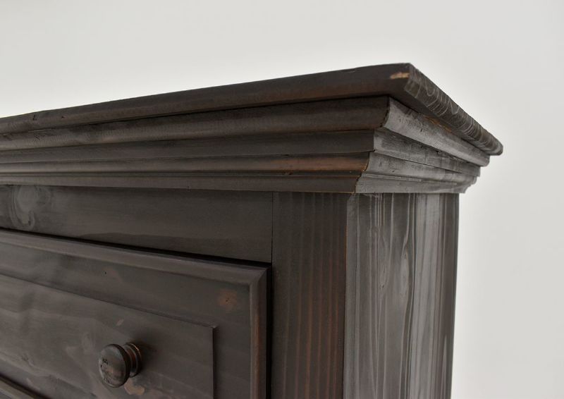 Dark Brown Chalet Chest of Drawers by Vintage Showing the Carved Details | Home Furniture Plus Bedding