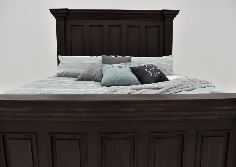 Dark Brown Chalet King Size Bedroom Set by Vintage Furniture Showing the King Bed Front View | Home Furniture Plus Bedding