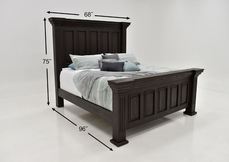 Dark Brown Chalet Queen Size Panel Bed by Vintage Furniture Showing the Headboard and Footboard Showing the Dimensions | Home Furniture Plus Bedding