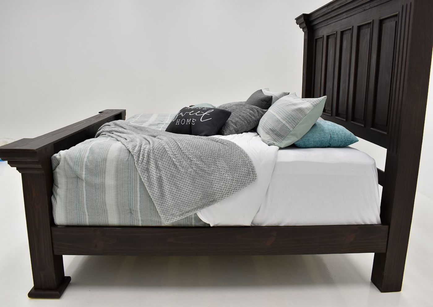 Dark Brown Chalet Queen Size Panel Bed by Vintage Furniture Showing the Side View | Home Furniture Plus Bedding