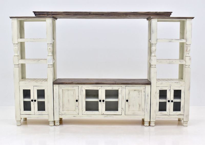 White Martha Entertainment Center by Vintage Furniture Showing the Front View | Home Furniture Plus Bedding