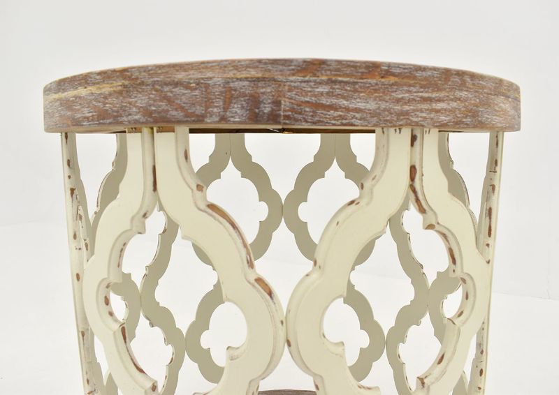 Brown and White Brocade End Table by Vintage Furniture Showing the Lattice Work Detail | Home Furniture Plus Bedding