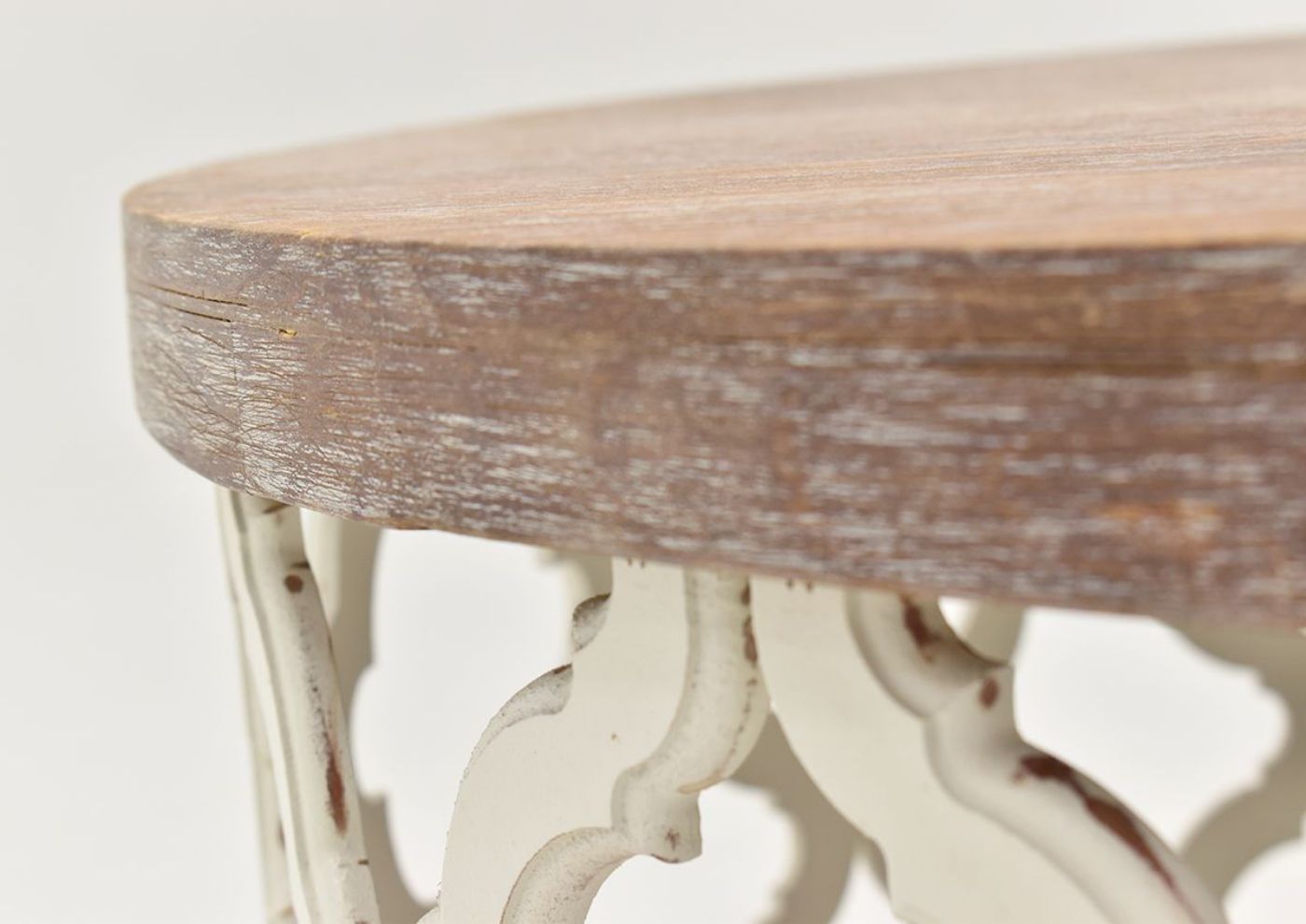 Brown and White Brocade End Table by Vintage Furniture Showing the Table Edge Detail | Home Furniture Plus Bedding