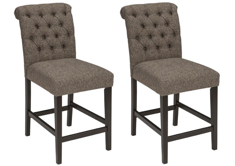 Tripton 24 Inch Warm Gray Upholstered Bar Stool by Ashley Showing Two Barstools | Home Furniture Plus Bedding