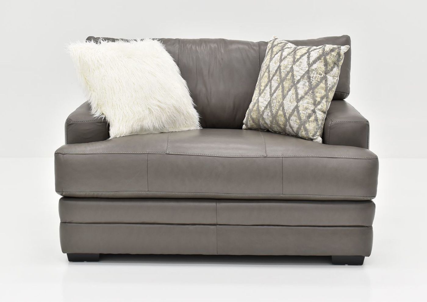 Gray Lizette  Leather Chair by Franklin Furniture Showing the Front View, Made in the USA | Home Furniture Plus Bedding