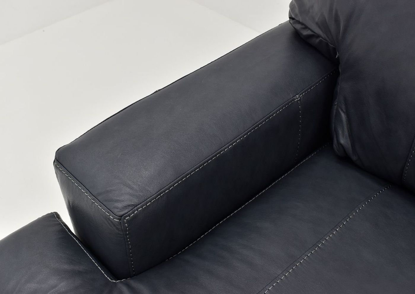 Navy Blue Sedona Leather Sofa Set by Franklin Showing the Arm Detail, Made in the USA | Home Furniture Plus Bedding