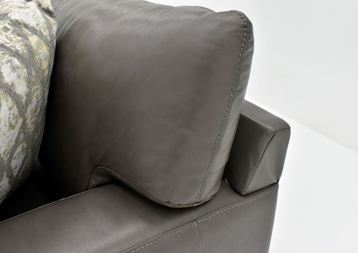 Gray Lizette  Leather Chair by Franklin Furniture Showing the Seat Back and Upholstery, Made in the USA | Home Furniture Plus Bedding
