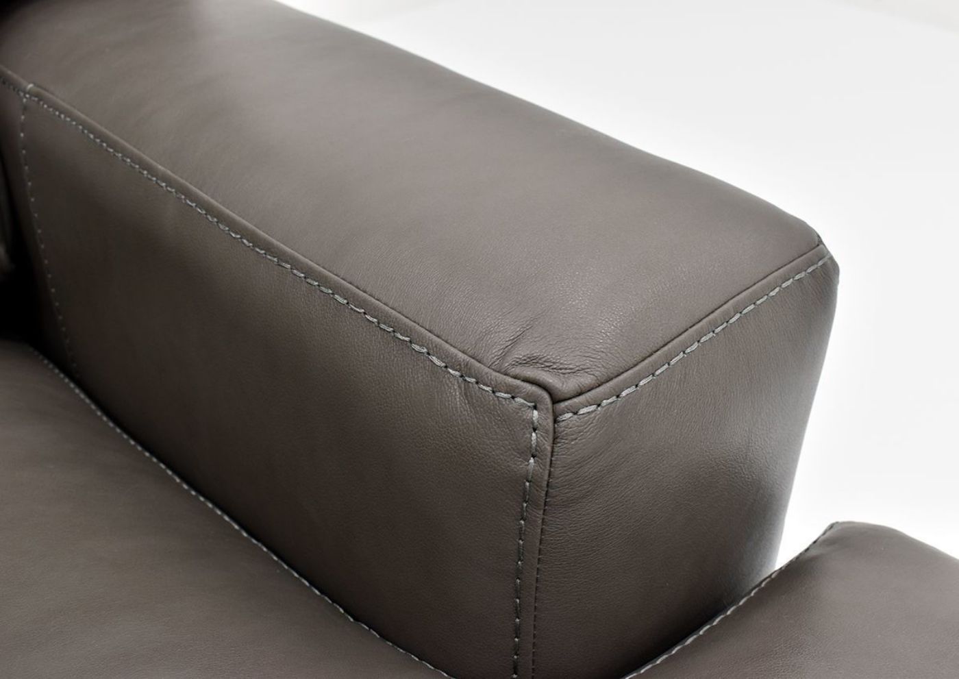 Gray Lizette  Leather Chair by Franklin Furniture Showing the Arm, Made in the USA | Home Furniture Plus Bedding