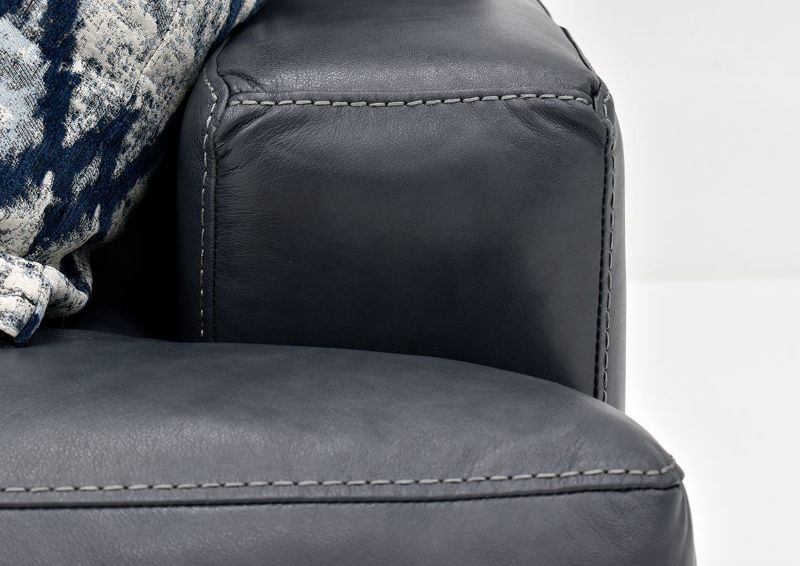 Navy Sedona Leather Chair by Franklin Furniture Showing the Arm Front View, Made in the USA | Home Furniture Plus Bedding