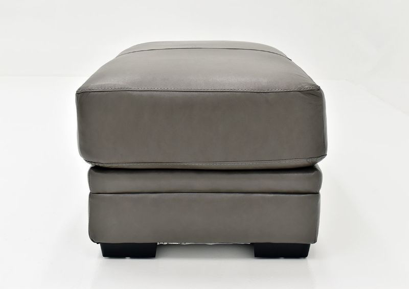Gray Lizette Leather Ottoman by Franklin Furniture, Showing the Side View, Made in the USA | Home Furniture Plus Bedding