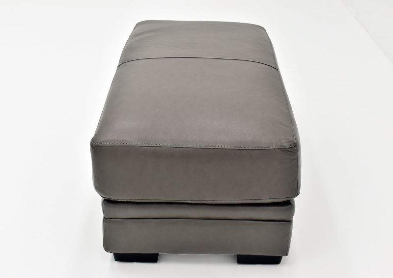Gray Lizette Leather Ottoman by Franklin Furniture, Showing the Top Side View, Made in the USA | Home Furniture Plus Bedding