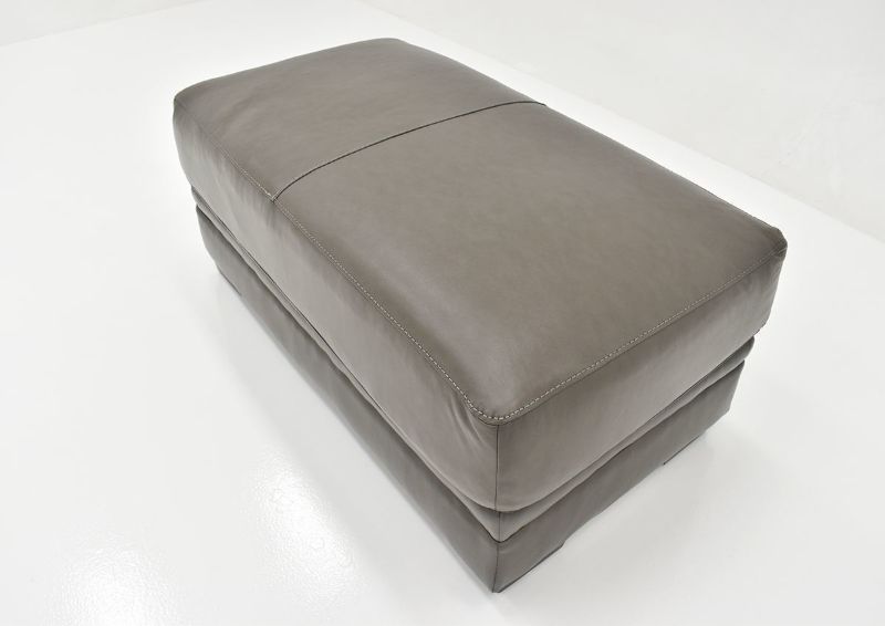 Gray Lizette Leather Ottoman by Franklin Furniture, Showing the Top Angle View, Made in the USA | Home Furniture Plus Bedding