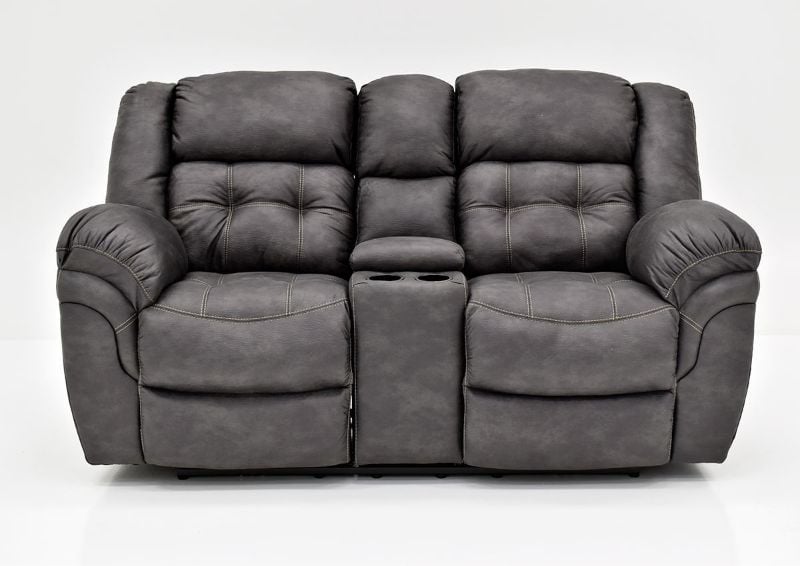 Gray Denton POWER Reclining Loveseat by HomeStretch Showing the Front View, Made in the USA | Home Furniture Plus Bedding