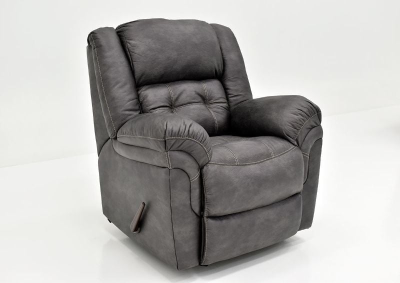 Gray Denton Rocker Recliner by HomeStretch Showing the Angle View, Made in the USA | Home Furniture Plus Bedding