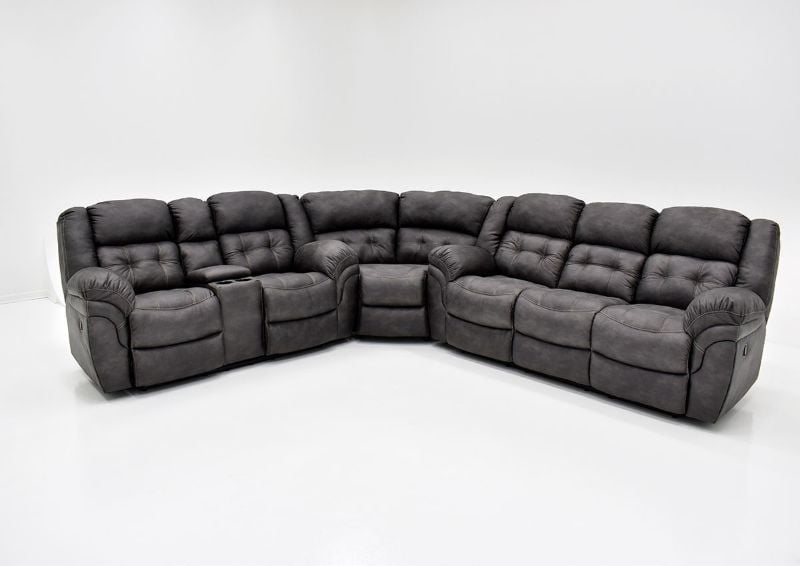 Gray Denton Reclining Sectional Sofa Set by HomeStretch Showing the Front View, Made in the USA | Home Furniture Plus Bedding