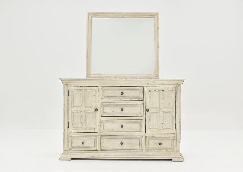 White Big Valley Dresser with Mirror by Liberty Furniture Showing the Front View | Home Furniture Plus Bedding