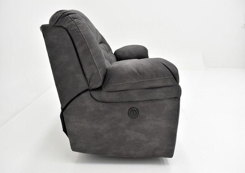 Gray Denton POWER Reclining Loveseat by HomeStretch Showing the Side View, Made in the USA | Home Furniture Plus Bedding