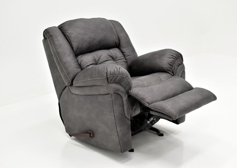 Gray Denton Rocker Recliner by HomeStretch Showing the Angle View in a Reclined Position, Made in the USA | Home Furniture Plus Bedding