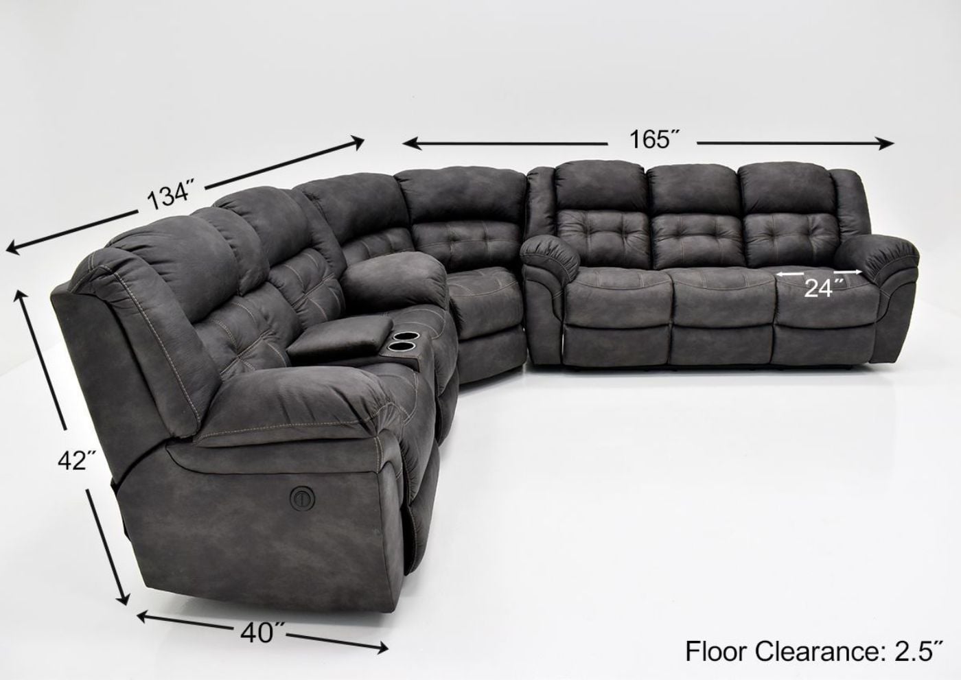 Picture of Denton Power Sectional - Gray